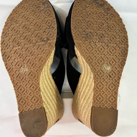 #TORY BURCH Bailey 110mm Wedge Mules Suede Black Size 7.5 - Picture 7 of 8